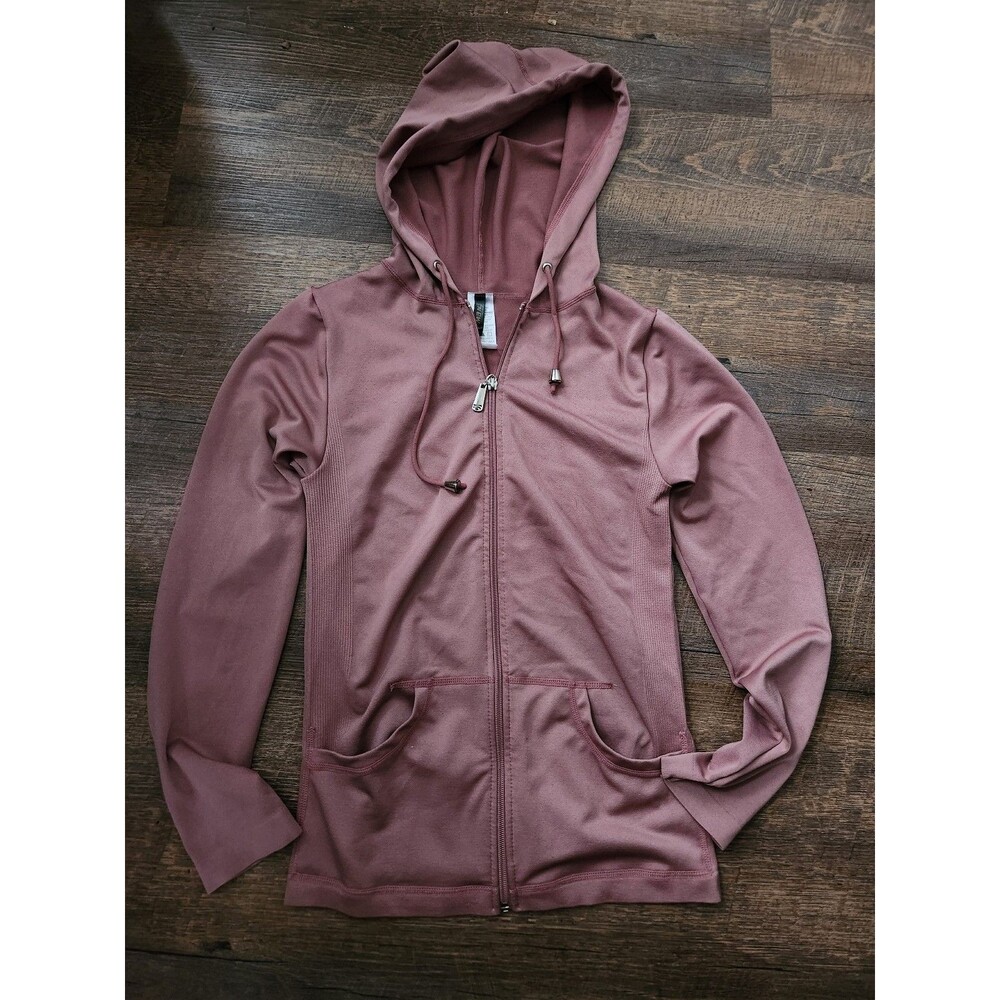 Womens S New Mix pink silky zip up hoodie